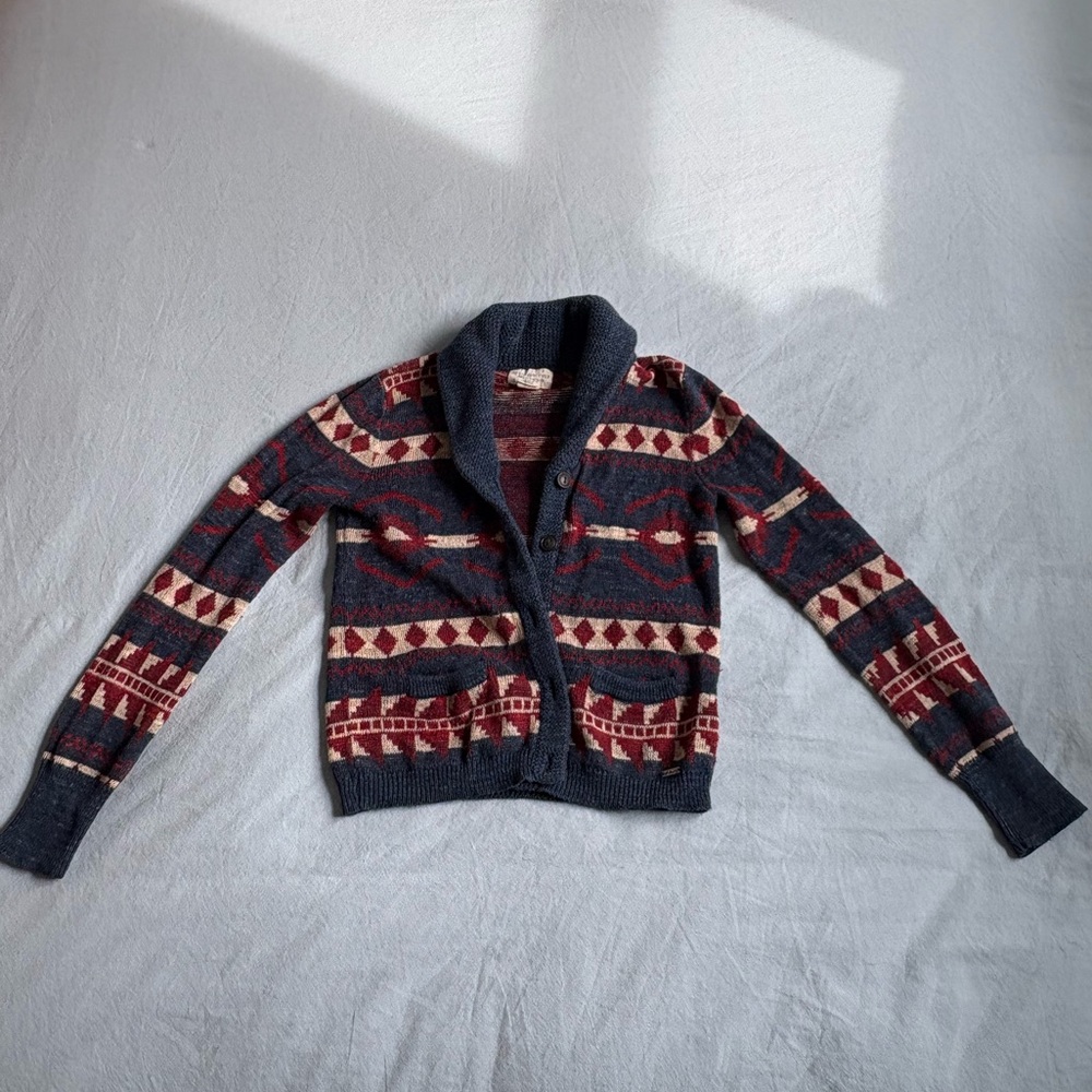 Vintage Ralph Lauren Shawl Collar Cardigan - 100% Cotton - Southwestern Knit